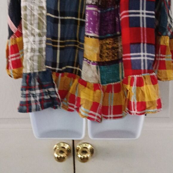 Sacred Threads patchwork boho hippie  wide bell sleeve blouse  Sz L/XL - Picture 6 of 8